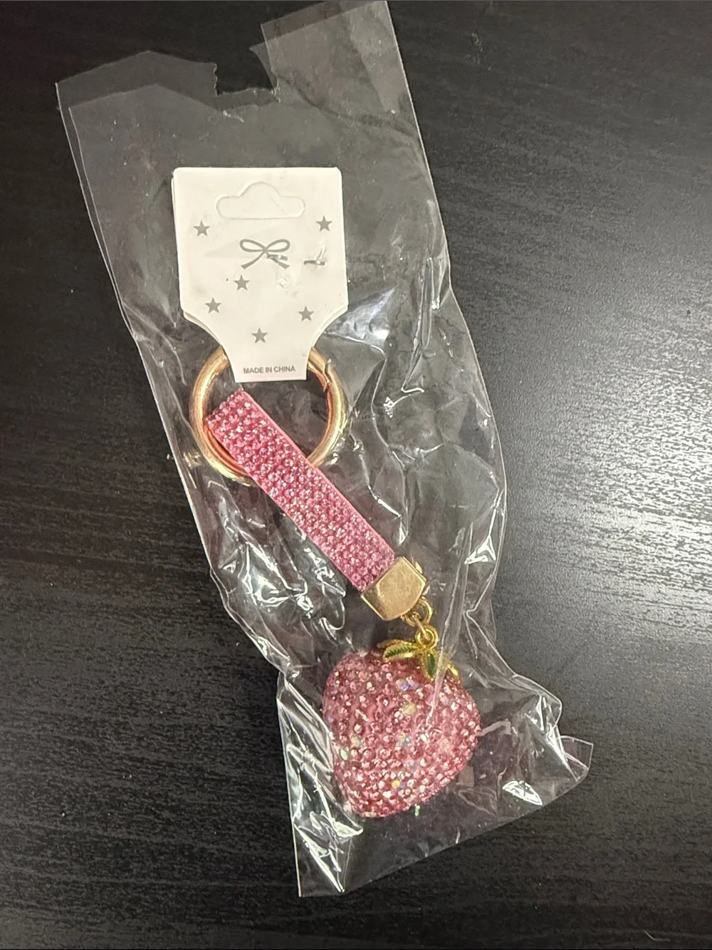 Pink Crystal Strawberry Keychain/Bag Charm